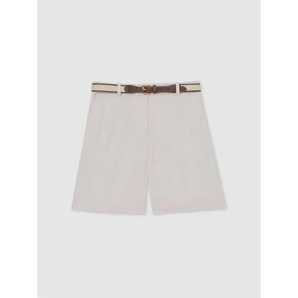Reiss Women's White Devon Linen Blend Flat Front Bermuda Shorts Size 14 NWOT - Picture 1 of 12
